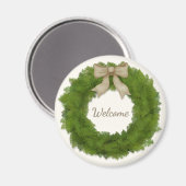 リボン付きカスタム名またはメッセージの柏の花輪 マグネット (正面/裏面)