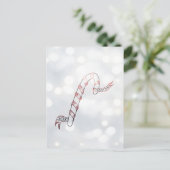 リボン付きキャンディーケーン、クリスマスポストカード ポストカード (スタンド正面)