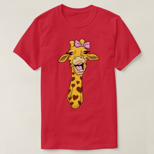リボン付きキリン2 Tシャツ (デザイン正面)