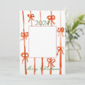 リボン付きクリスマスカード 招待状 (スタンド正面)