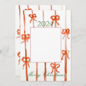 リボン付きクリスマスカード 招待状 (正面/裏面)