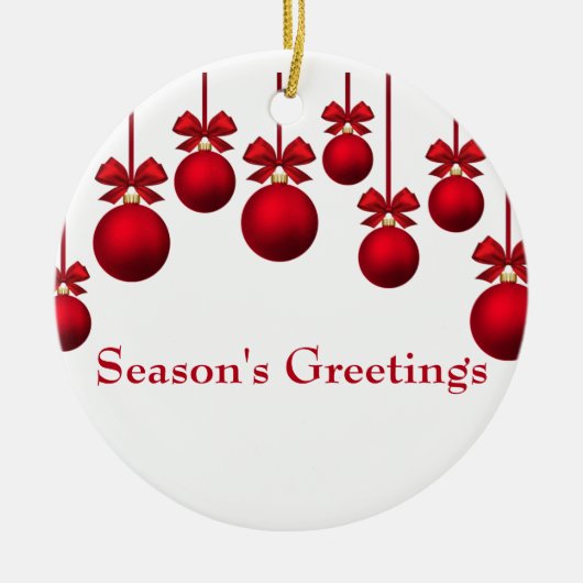 リボン付きクリスマスボール セラミックオーナメント (正面)