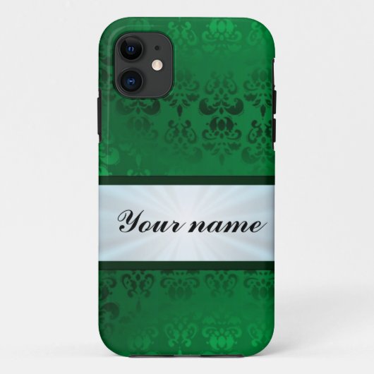 リボン付きグリーンダマスク Case-Mate iPhoneケース (裏面)