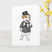 リボン付きグルーミングの犬 カード (黄色い花)