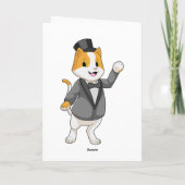 リボン付きグルーミングの猫 カード (裏面)