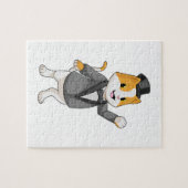 リボン付きグルーミングの猫 ジグソーパズル (横)