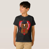 リボン付きサラブレッド、心臓病啓発 Tシャツ (正面フル)