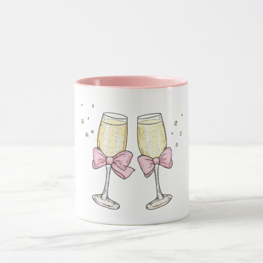 リボン付きシャンパンで乾杯 マグカップ (中央)