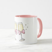 リボン付きシャンパンで乾杯 マグカップ (正面右)