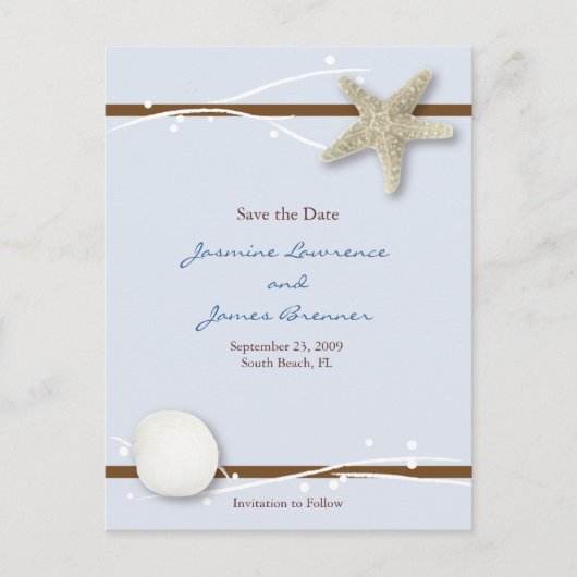 リボン付きシーシェル 案内ポストカード (正面)