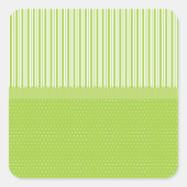 リボン付きストライプ緑の白い水玉模様 スクエアシール (正面)
