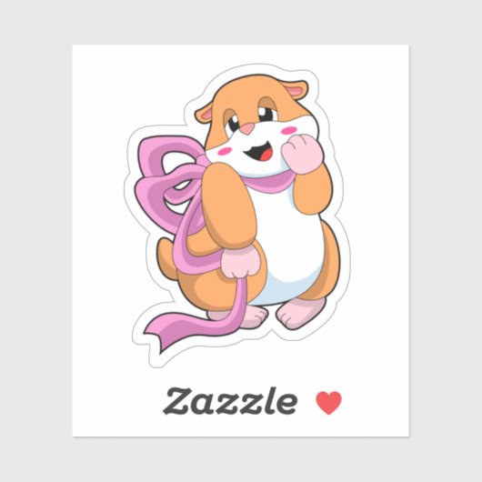 リボン付きハムスター シール (シート)