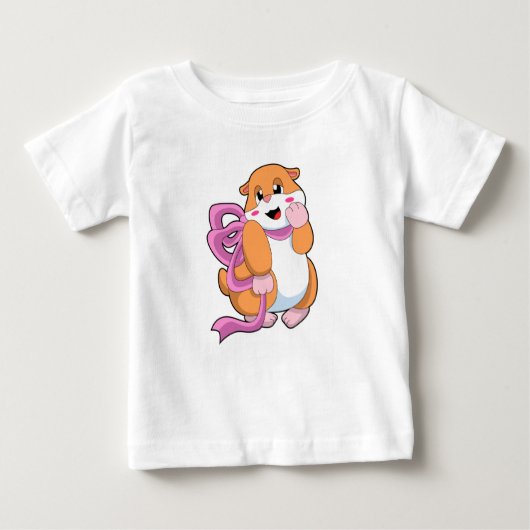 リボン付きハムスター ベビーTシャツ (正面)