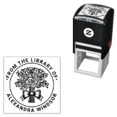 リボン付きバラの花束 本の名前 ラベル セルフインキングスタンプ (インサイチュ)