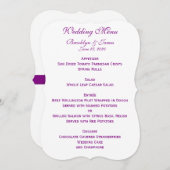 リボン付きパープルウェディングメニュー カスタム招待状 メニュー (正面/裏面)