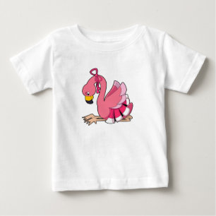 リボン付きフラミンゴ ベビーTシャツ