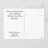 リボン付きブルーボウMerry Christmas写真 シーズンポストカード (裏面)