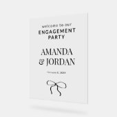 リボン付きミニマリスト白黒婚約 アクリルサイン (傾斜)