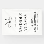 リボン付きミニマリスト白黒婚約 横断幕 (横)