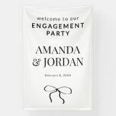 リボン付きミニマリスト白黒婚約 横断幕 (縦)