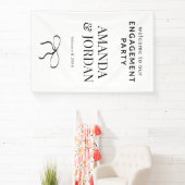 リボン付きミニマリスト白黒婚約 横断幕 (インサイチュ)