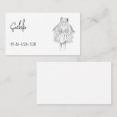 リボン付きロングヘアガール 名刺 (正面/裏面)