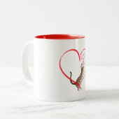 リボン付き猫ハート ツートーンマグカップ (正面左)