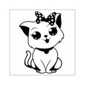 リボン付き猫 ゴムスタンプ ラバースタンプ (インプリント)