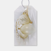 リボン付き白と金ゴールドのオーナメント ギフトタグ (正面)