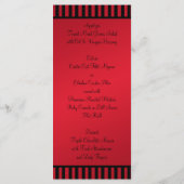 リボン付き赤ストライプのと黒のメニュフェイクー・カード メニュー (裏面)