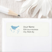 リボン付き青いスパロー ラベル (インサイチュ)