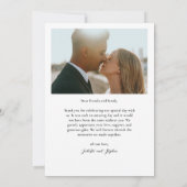 リボン写真付きのシンプルなスクリプト結婚式 サンキューカード (裏面)