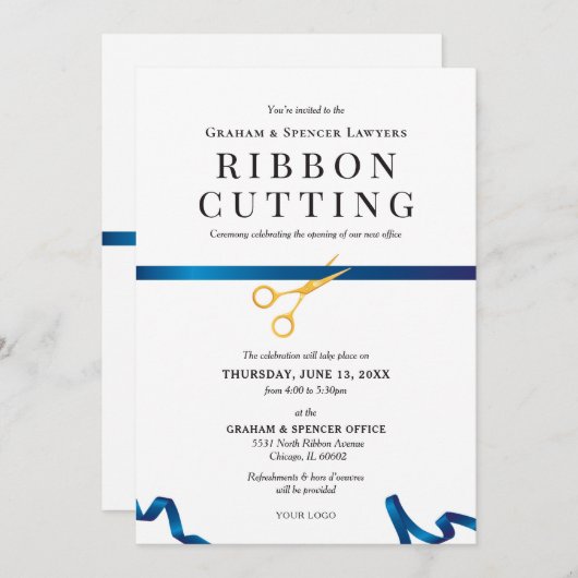 リボン切断 招待状 (正面/裏面)