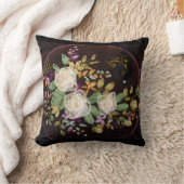 リボン刺繍白バラ クッション (ブランケット)