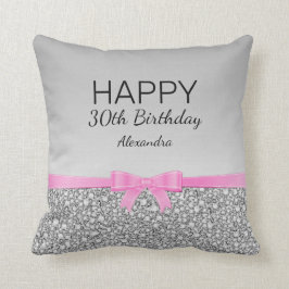 リボン及びグリッター誕生日 クッション