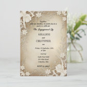 リボン及びレース招待状対婚約パーティ 招待状 (スタンド正面)