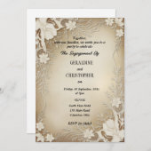 リボン及びレース招待状対婚約パーティ 招待状 (正面/裏面)