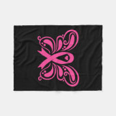 リボン型乳がん認識度 フリースブランケット (正面(横))