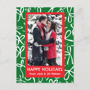 リボン弓クリスマスカスタム写真 シーズンポストカード
