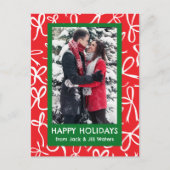 リボン弓クリスマスカスタム写真 シーズンポストカード (正面)