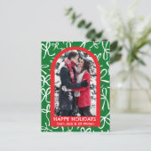 リボン弓クリスマスカスタムPHOTOアーチ シーズンポストカード (スタンド正面)