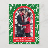 リボン弓クリスマスカスタムPHOTOアーチ シーズンポストカード (正面)