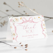 リボン弓フレームフローラ赤ちゃんシャワーありがとう サンキューカード