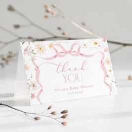 リボン弓フレームフローラ赤ちゃんシャワーありがとう サンキューカード