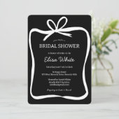 リボン弓フレームブライダルシャワーカスタムQRコード 招待状 (スタンド正面)