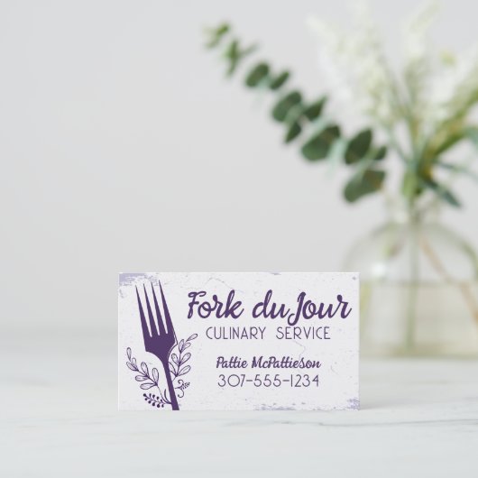 リボン弓フークシェフケータリング名刺 名刺 (スタンド正面)