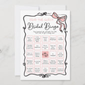 リボン弓ブライダルシャワーゲストビンゴの検索 招待状 (正面)