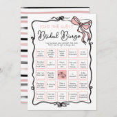 リボン弓ブライダルシャワーゲストビンゴの検索 招待状 (正面/裏面)