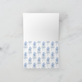 リボン弓ブルーデルフィニウム何かブルー結婚ズ サンキューカード (内部)