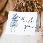 リボン弓ブルーデルフィニウム何かブルー結婚ズ サンキューカード